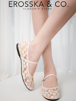 [EROSSKA] [Form 1.5] - Giày búp bê nữ balletcore lưới phối hoa quai ngang kiểu dáng basic màu kem - EL125 16