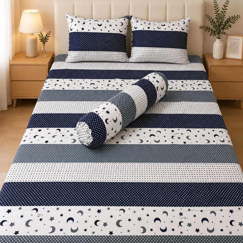 Bộ Ga Gối Cotton 4 Món Aniva Home 1m6x2m – Mềm Mịn, Thoáng Mát, Ga Bọc Nệm Cao 15–35cm