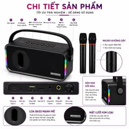 Loa Karaoke Bluetooth MOSBROS KaraBass 10S Kèm 2 Micro Không Dây - Bass Mạnh, Đèn RGB, Hỗ Trợ Bluetooth/USB/TF/AUX, TWS 6