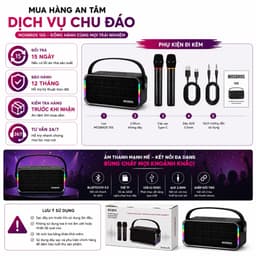Loa Karaoke Bluetooth MOSBROS KaraBass 10S Kèm 2 Micro Không Dây - Bass Mạnh, Đèn RGB, Hỗ Trợ Bluetooth/USB/TF/AUX, TWS 8