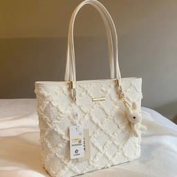 CHSK - Túi Bigsize CHSK Kèm Charm Trắng Chần Trám Viền Nổi New 2
