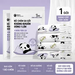 Bộ Chăn Ga Gối Dùng 1 Lần Kháng Khuẩn Cao Cấp 4 Chi Tiết Du Lịch Khách Sạn Gia Đình Công Tác 6