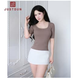 [MỞ BÁN] Áo Thun Cổ Vuông Tay Lửng Dáng Ôm Body Chất Thun Cotton Mềm Mịn JUSTDUN G22 3
