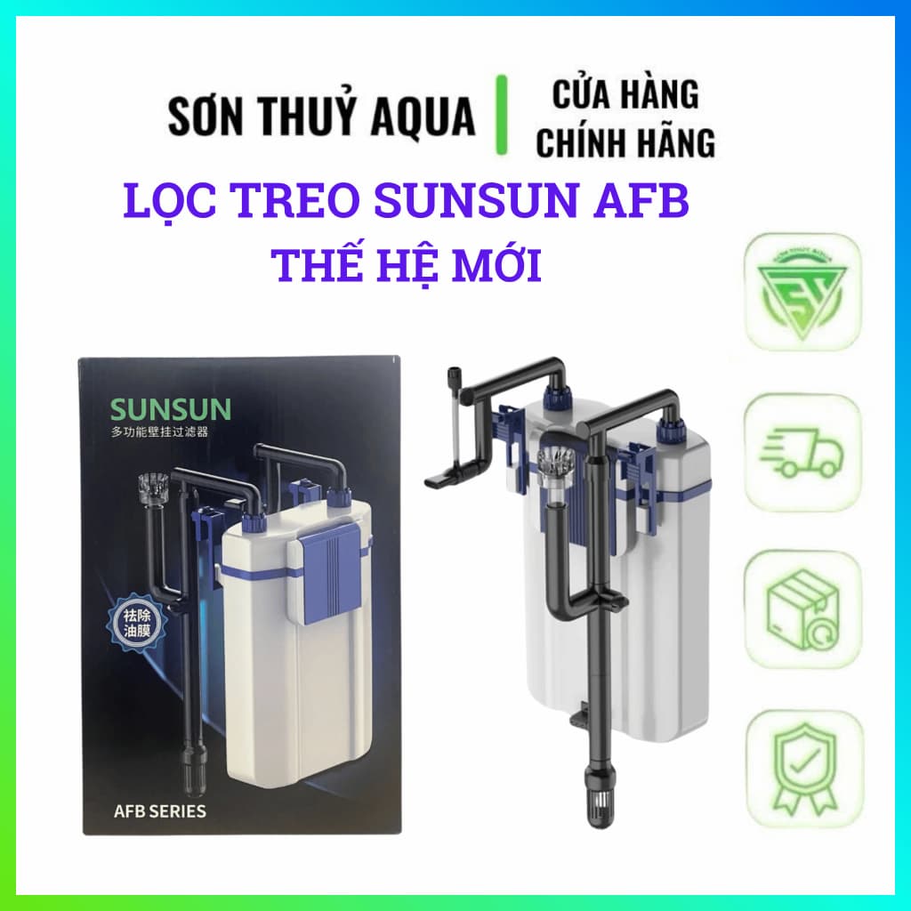 Máy lọc treo Sunsun AFB-300A / AFB-350A có lọc váng cho bể cá cảnh