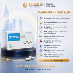 SpermQ Plus bổ sung dưỡng chất cần thiết hỗ trợ sức khỏe sinh sản cho nam giới. Hộp 30 và 60 viên 5