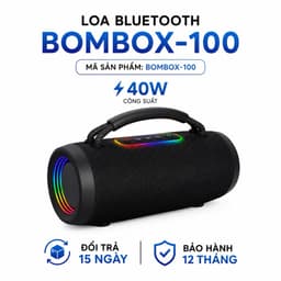 Loa Bluetooth BOMBOX-100 40W Âm Bass Mạnh | Loa Di Động 2 Loa, Pin Lithium 2000-4000mAh, Bluetooth 5.0, Đèn LED 7 Màu 1