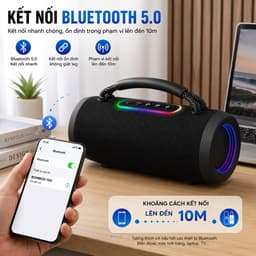 Loa Bluetooth BOMBOX-100 40W Âm Bass Mạnh | Loa Di Động 2 Loa, Pin Lithium 2000-4000mAh, Bluetooth 5.0, Đèn LED 7 Màu 2