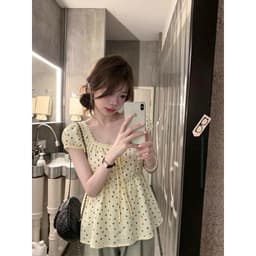 Áo kiểu nữ cổ vuông thắt nơ viền ren in hoa nhí xinh xắn H4G6B - Fashion 73 - Fashion73 3