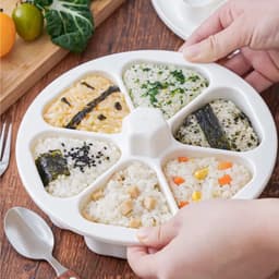 Bộ khuôn 6 ngăn nhỏ làm cơm nắm, sushi tiện lợi màu xanh hoặc trắng 4