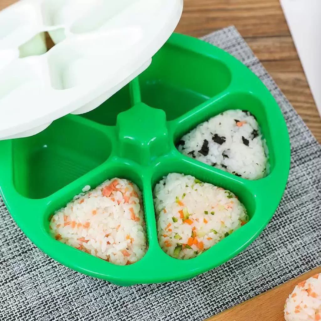 Bộ khuôn 6 ngăn nhỏ làm cơm nắm, sushi tiện lợi màu xanh hoặc trắng