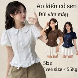 Áo sơ mi cổ bèo tay bồng xếp ly eo chất đũi vân mây có dây buộc eo tăng chỉnh  AD3855 - Fashion73 1