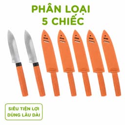 Dao Thái Thực Phẩm Inox Không Gỉ Bộ Hai Chiếc Có Vỏ Bọc Bảo Vệ Tay Cầm Chống Trơn GD162 9