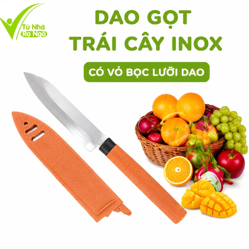 Dao Thái Thực Phẩm Inox Không Gỉ Bộ Hai Chiếc Có Vỏ Bọc Bảo Vệ Tay Cầm Chống Trơn GD162