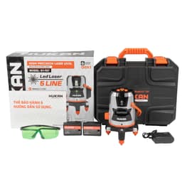 Máy cân bằng laser HUKAN G1-T87, Máy bắn cos 5 tia xanh siêu sáng, Kèm 2 pin, Điều chỉnh xoay 360 độ 2