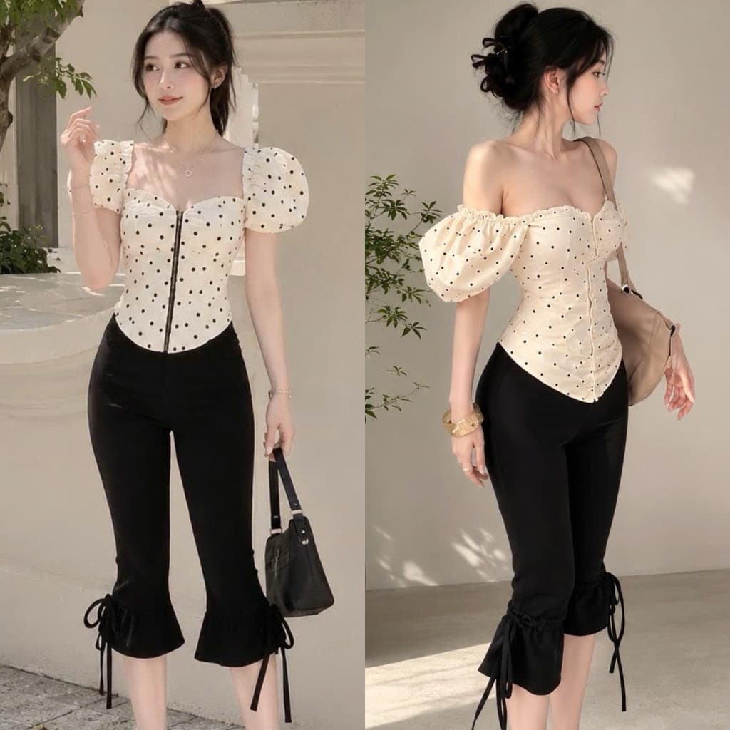 Quần ngố lửng viền bèo có dây rút cột nơ quần thun dài qua gối y2k tôn dáng BYN BYN QL28