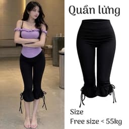 Quần thun nữ y2k cạp cao chất thun co giãn dán lửng phối dây rút cá tính BYN BYN QL28 1