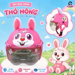 Mũ bảo hiểm  cho bé - Kính ngắn có tai, hình in dễ thương, đội êm, bảo hành 12 tháng, giấy tờ đầy đủ. 5