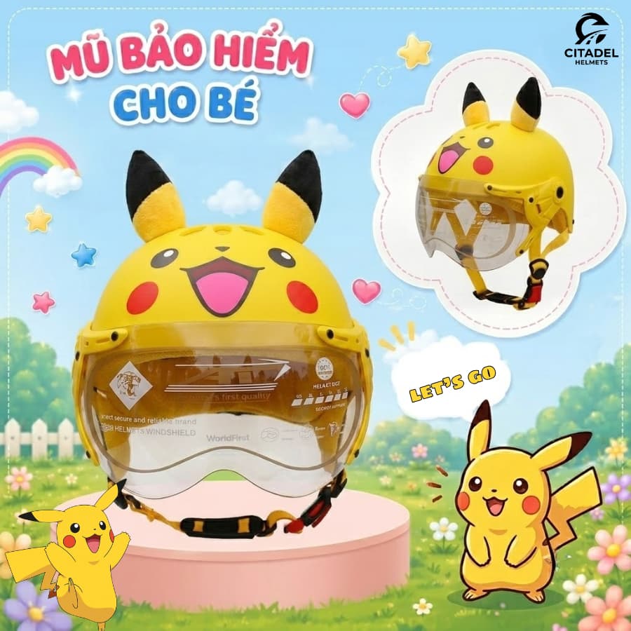 Mũ bảo hiểm 1/2 Camry kính ngắn chống lóa, chắn gió cao cấp, tai gấu dễ thương, bảo hành 12 tháng.