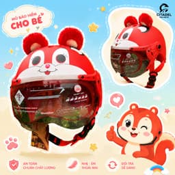 Mũ bảo hiểm  cho bé - Kính ngắn có tai, hình in dễ thương, đội êm, bảo hành 12 tháng, giấy tờ đầy đủ. 1