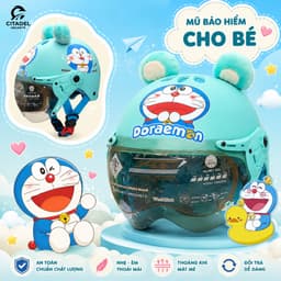 Mũ bảo hiểm  cho bé - Kính ngắn có tai, hình in dễ thương, đội êm, bảo hành 12 tháng, giấy tờ đầy đủ. 4