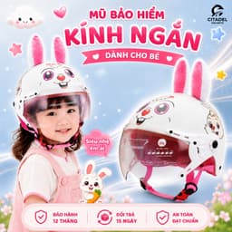 Mũ bảo hiểm  cho bé - Kính ngắn có tai, hình in dễ thương, đội êm, bảo hành 12 tháng, giấy tờ đầy đủ. 7