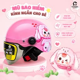 Mũ Bảo Hiểm Camry Dễ Thương Cho Bé, Kính Ngắn, Đội Êm, Thoáng Khí - Bảo Hành 12 Tháng! 3