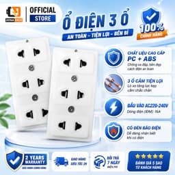 Ổ cắm điện chống cháy nhựa ABS 3 lỗ 2 chấu đồng cao cấp chịu tải chống giật 1