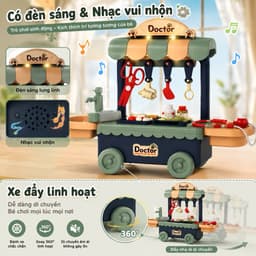 Bộ đồ chơi xe đẩy bác sĩ little doctor suit đồ chơi nhập vai cho bé gái có pin nhạc mô phỏng chân thực 4