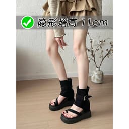 Giày sandal đế xuồng cao 9CM cho nữ, mẫu sandal La Mã retro mùa hè 2026 tăng chiều cao hách dáng [Lùi 1 sz] 4