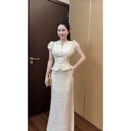 [Set Tiểu Thư Vintage-Dài] Set Áo Tay Phồng Chiết Eo Chân Váy Dài Tôn Dáng Tiểu Thư Thanh Lịch 8