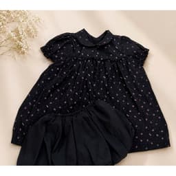 Váy Babydoll Nơ Nhí Cổ Sen Tay Phồng Dáng Suông Tiểu Thư Hàn Quốc Vintage Đen/Kem 6