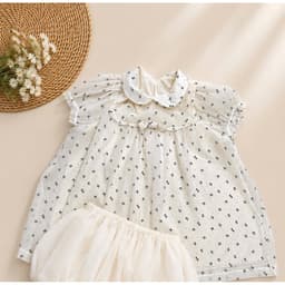Váy Babydoll Nơ Nhí Cổ Sen Tay Phồng Dáng Suông Tiểu Thư Hàn Quốc Vintage Đen/Kem 7
