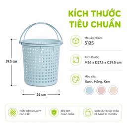 Sọt Mây Thái Trung Hokori 5125 Có Quai Cầm Nhựa PP Cao Cấp Đựng Đồ Đa Năng Tiện Lợi GD202 7