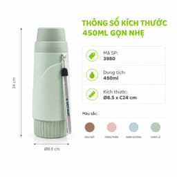 Bình Giữ Nhiệt 450ML Việt Nhật Inox 304 Nắp Làm Cốc Uống Dây Đeo Tiện Lợi Mang Theo GD207 7