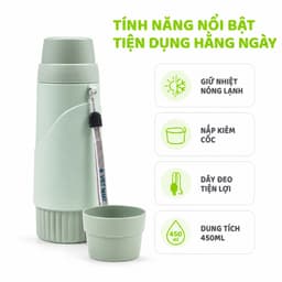 Bình Giữ Nhiệt 450ML Việt Nhật Inox 304 Nắp Làm Cốc Uống Dây Đeo Tiện Lợi Mang Theo GD207 8