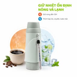 Bình Giữ Nhiệt 450ML Việt Nhật Inox 304 Nắp Làm Cốc Uống Dây Đeo Tiện Lợi Mang Theo GD207 3