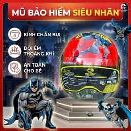 Mũ Bảo Hiểm 1/2 Kính Ngắn Trẻ Em Hình In Siêu Nhân Dễ Thương, Kính Chắn Gió, Chắn Bụi, Bảo Hành 12 Tháng 7