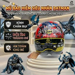 Mũ Bảo Hiểm 1/2 Kính Ngắn Trẻ Em Hình In Siêu Nhân Dễ Thương, Kính Chắn Gió, Chắn Bụi, Bảo Hành 12 Tháng 5