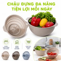 Bộ Rổ Chậu Rửa Rau Hokori 2375 Thiết Kế 2 Trong 1 Đa Năng Nhựa PP Bền Đẹp Dễ Vệ Sinh GD222 4