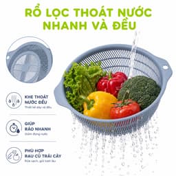 Bộ Rổ Chậu Rửa Rau Hokori 2375 Thiết Kế 2 Trong 1 Đa Năng Nhựa PP Bền Đẹp Dễ Vệ Sinh GD222 3