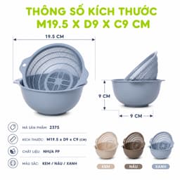 Bộ Rổ Chậu Rửa Rau Hokori 2375 Thiết Kế 2 Trong 1 Đa Năng Nhựa PP Bền Đẹp Dễ Vệ Sinh GD222 7