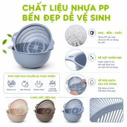 Bộ Rổ Chậu Rửa Rau Hokori 2375 Thiết Kế 2 Trong 1 Đa Năng Nhựa PP Bền Đẹp Dễ Vệ Sinh GD222 6