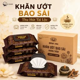 Thùng 10 Gói Khăn Ướt Lau Ban Thờ Phúc An,Khăn Ướt Bao Sái Hương Vị Trầm Tự Nhiên 1