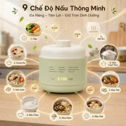(TẶNG QUÀ) Nồi Nấu Chậm GROPA 1L 9 Chế Độ Thông Minh - Nấu Cháo, Hầm, Ninh Lõi Gốm Giữ Nhiệt Lâu, BH 12 Tháng 4