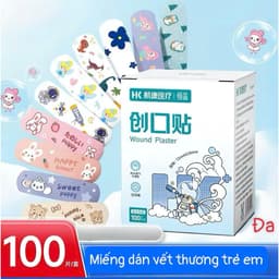 Băng Dán Cá Nhân 100 Miếng Cho Bé, Dán Vết Thương Vết Trầy Xước Hoạt Hình Đáng Yêu 1