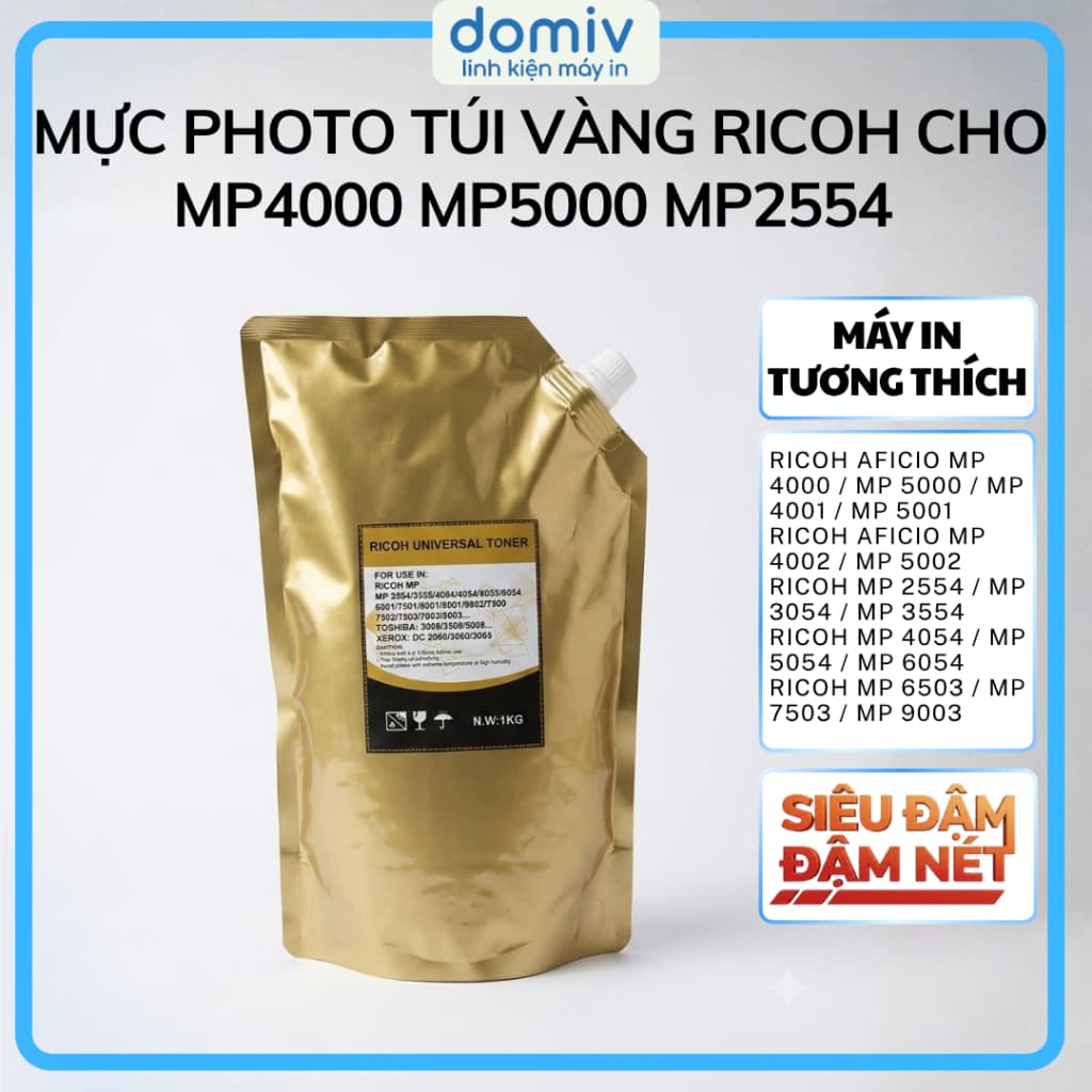 Mực Photo Túi Vàng Ricoh Cho MP4000 MP5000 MP2554 MP3054 MP5054 MP6054 In Đậm Sạch Nền Ít Hao MIVDO