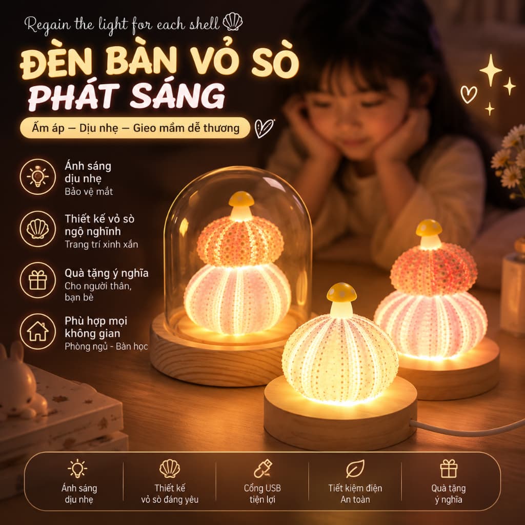 Đèn ngủ để bàn trang trí hình cây nấm bụi san hô, đèn led ngủ để bàn decor không gian, trưng bày hoặc quà tặng. 343995