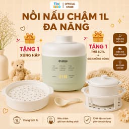 (TẶNG QUÀ) Nồi Nấu Chậm GROPA 1L 9 Chế Độ Thông Minh - Nấu Cháo, Hầm, Ninh Lõi Gốm Giữ Nhiệt Lâu, BH 12 Tháng 2