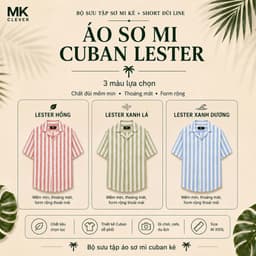 Bộ sưu tập Bộ Sơ Mi Kẻ và Quần short đũi Line MK CLEVER chất vải thoáng mát, thấm hút tốt, thoải mái form rộng hằng ngày 6