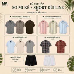 Bộ sưu tập Bộ Sơ Mi Kẻ và Quần short đũi Line MK CLEVER chất vải thoáng mát, thấm hút tốt, thoải mái form rộng hằng ngày 1